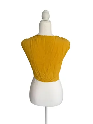 FREE PEOPLE Marigold Yellow Tie Front Vest Size Small thumbnail 5