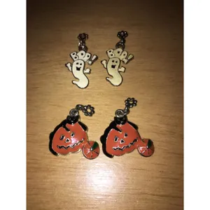 Bundle 2 Vintage Halloween Earrings Ghosts & Pumpkins Craft Project No Backings thumbnail 2