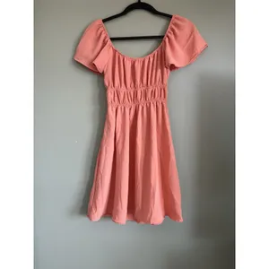 Altar'd State Women's Pink Smocked Waist A-Line Dress Scoop Neck Puff XS thumbnail 5