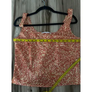Victorias Secret Satin Tank Top Orange Red Leaf Print Scoop Neck Camisole Medium thumbnail 5