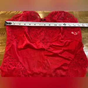 APPLAUSE Vintage Red Lace‎ High Cut Teddy 80s 90s Size 34 Made in the USA NWOT thumbnail 11