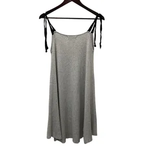Zara Gray Ribbed Knit Dress V Neck Size Medium thumbnail 4