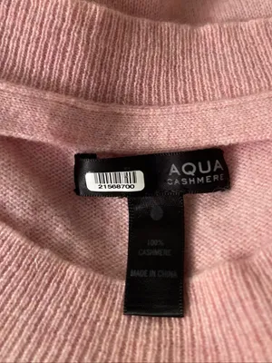 Aqua Soft Pink Cashmere Crewneck Long Sleeve Sweater Size M thumbnail 4