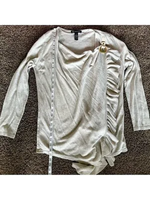 INC International Concepts Beige Snap Cardigan Large thumbnail 2