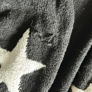 Star print fuzzy open midi cardigan Black thumbnail 2
