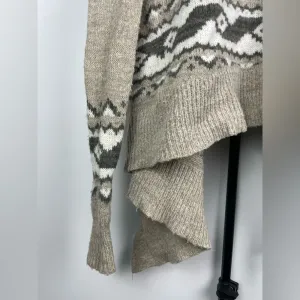 Abercrombie & Fitch Brown Tan Knit‎ Aztec Checkered Open Front Cardigan thumbnail 7
