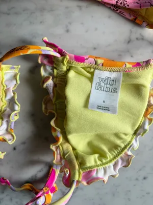 Yellow & Pink Floral Wild Fable Bikini Set Sz S thumbnail 6
