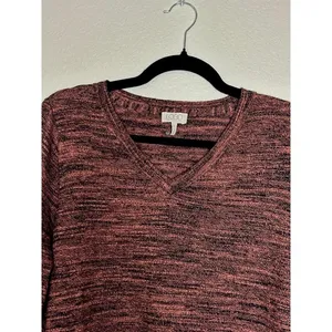 LOGO By Lori Goldstein Tunic Sweater L Heathered Red‎ Black Pockets Cozy Warm Cabin thumbnail 10