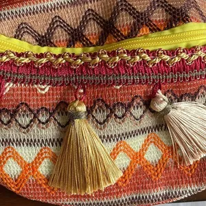 Bohemian Multicolored Tassel Pattern Hobo Sling Bag Brown thumbnail 6