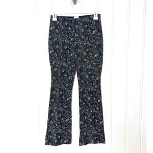 Maeve Anthropologie Margot Kick Flare Cropped Pants Swirl Print XXS High-Rise thumbnail 4