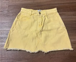Yellow Denim Mini Skirt Size 0 thumbnail 1