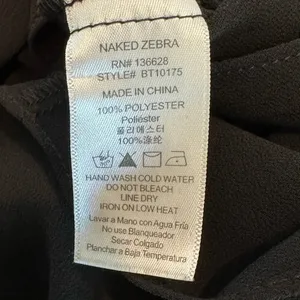 Naked Zebra Black Pleated‎ Cami Peplum Top Elastic Waist Medium thumbnail 6