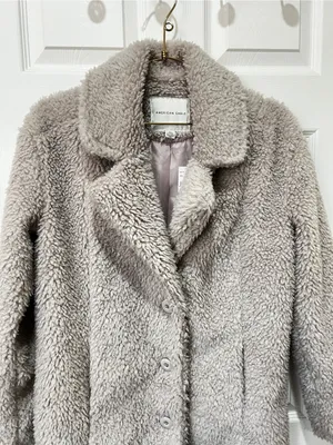 American Eagle Teddy Bear Sherpa Coat Lavender Marshmallow Size XXS Jacket Lined thumbnail 8