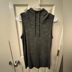 Gaiam Sleeveless Yoga Hoodie- Color- Asphalt Heather Size XS thumbnail 6