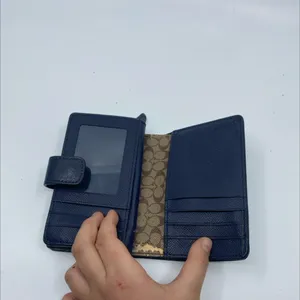 Coach Small Snap Navy Pebbled Leather Wallet thumbnail 5