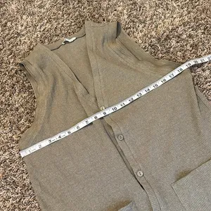 Zara Ribbed Cardigan Sweater Vest Large thumbnail 6