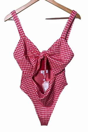 New Sabo Skirt Red Gingham Cutout Bodysuit Size Large Coquette Summer thumbnail 1