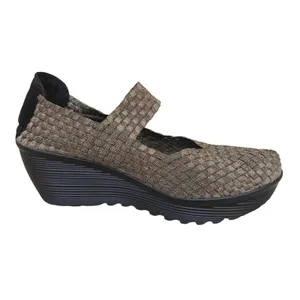 St. John's Bay Bronze Metallic Woven Elastic Mary Jane Wedge Shoes Size 10‎ thumbnail 2