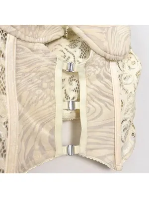 NWT I.AM.GIA Elena Top S Tan Ivory Lace Corset Sheer Crop Burnout Cut Out Velvet thumbnail 7