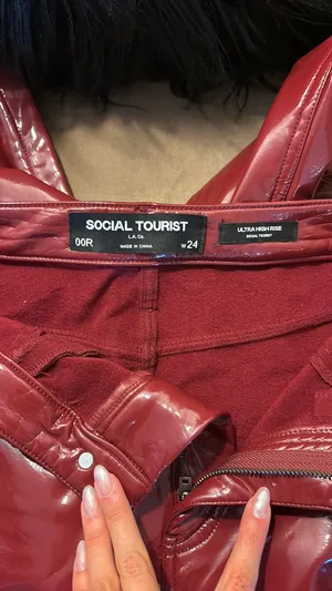 Hollister Social Tourist Leather Pants Red Straight-Leg thumbnail 2