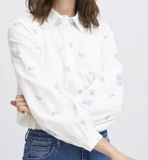 Nordstrom NWT B. Young Hasel Preppy Classic Minimalist Floral Embroidery Button down small thumbnail 1