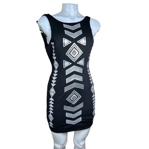 Design Lab by Lord & Taylor Black Sequin Geometric Bodycon Mini Dress Sz S thumbnail 2