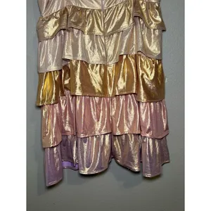Storia Colorful Metallic Tiered Ruffle Party Mini Dress Women’s Size Large thumbnail 8