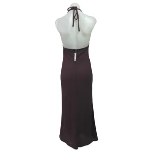 NEW H&M Purple Halter Plunge V Neck Sleeveless Crochet Open Back Maxi Dress S thumbnail 3