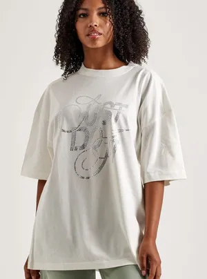 Off‎ white Nike oversized bling rhinestone just do it tee large thumbnail 1