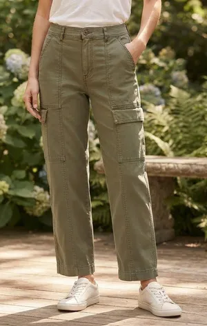 Abercrombie & Fitch Olive Green High Rise Cargo Pants Straight Leg Size 27/4 thumbnail 1