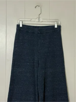 Free People Beach Hailee Knit Pants Blue Wide Leg Lounge Sweater Pants Size S thumbnail 4