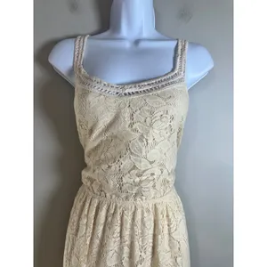 Bar III Womens Ivory Floral Lace Sleeveless Maxi Dress Cream Boho Cottagecore XL thumbnail 4
