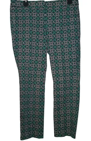 J.Crew Womens Geometric Floral Print Slim Leg Pants Green Navy Pink thumbnail 1
