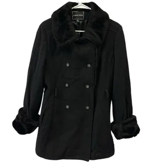 Wool Vintage Fairweather pea coat faux fur trim Says 14 Fits Like Womens Medium thumbnail 1