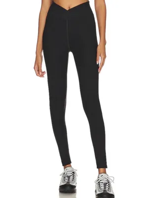 Year of Ours Veronica Ribbed Crossover Waist High Rise Leggings Black Small thumbnail 5