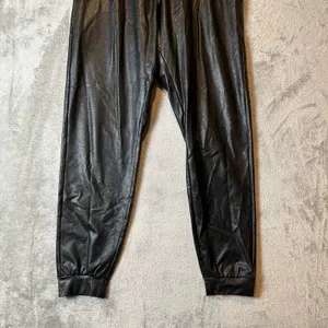 Commando Black Faux Leather Jogger‎ Pants Women's Large Vegan Leather Pull On thumbnail 7