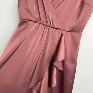 Lulus Enchanted Moments Mauve Pink Satin Ruffle Dress Sz Medium High Low V Neck thumbnail 8