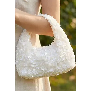 Fame and Partners Full Sequin Hand Bag - White‎ thumbnail 4
