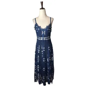 Foxiedox Dress Women Medium Blue Silver Lace‎ Bravo Zulu Midi Party Cocktail thumbnail 2