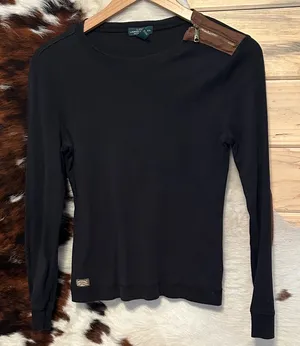 Ralph Lauren Black Long Sleeve Tee Size Medium thumbnail 1
