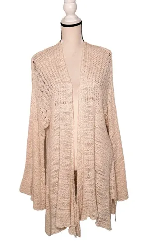 Free People Cotton Cream Long Oversized Cardigan Sz Xs thumbnail 1