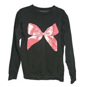 Urban Outfitters Pink Bow Oversized Sweatshirt Gray Coquette Romantic Size M thumbnail 4