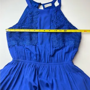 Altard State Royal Blue Crochet Lace Mala Maxi Dress Halter Neck Elastic Waist S thumbnail 9