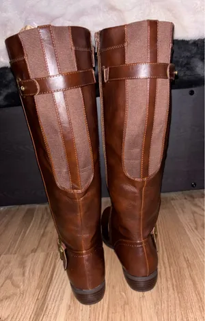 New Kim Rogers Jax Chestnut Brown Tall Riding Vegan Leather Boot thumbnail 6