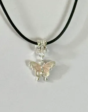 Pink Butterfly Necklace (732) Silver thumbnail 4