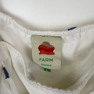 Farm Rio Blue Flowers‎ Crop Top Large White Floral Embroidered Tie Front Beachy thumbnail 9