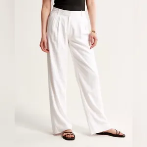 Abercrombie & Fitch White Sloane Linen Blend Pants thumbnail 2