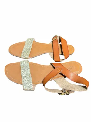 Mossimo Supply Co Gold Glitter Brown Ankle Strap Sandals Size 11 thumbnail 6