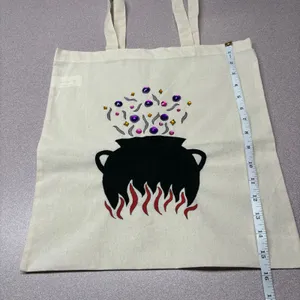 Hand Painted Magic Cauldron Halloween Cotton Tote Bag thumbnail 5