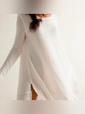 NWT FREE PEOPLE Tate Pointelle Tunic- Ivory Combo $78 MSRP thumbnail 4